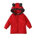 thumbnail image 1 of MXIEZI 9 Months to 6 Years old Newborns Toddlers Winter Hooded Jacket Plush Long-Sleeved Trench Coat with Zipper Thickened Windbreaker for Boys Girls Solid Color Warm Outerwear, 1 of 9