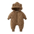 thumbnail image 1 of MXIEZI Baby Boys Girls One-Piece Down Jumpsuit Bodysuits Infant Winter Coat Warm Hoodie Puffer Romper Snowsuit Jacket with Bear Ears 0-24M, 1 of 8