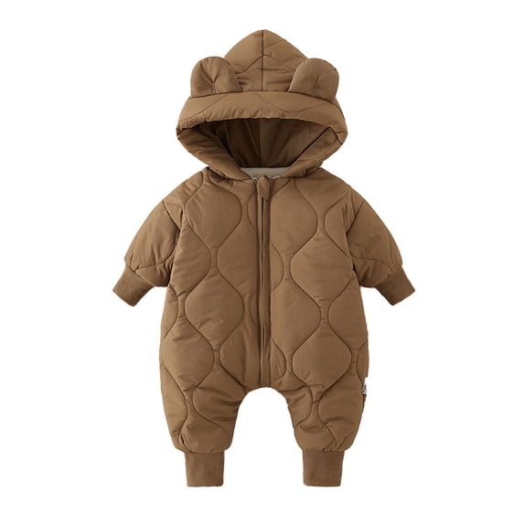 MXIEZI Baby Boys Girls One-Piece Down Jumpsuit Bodysuits Infant Winter Coat Warm Hoodie Puffer Romper Snowsuit Jacket with Bear Ears 0-24M