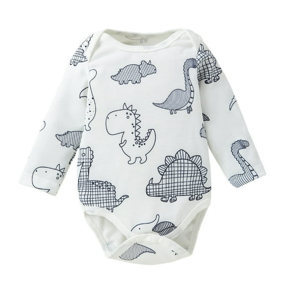 MXIEZI Baby Boys Girls Onesies Infant Spring Fall Dinosaur Print Bodysuit Newborn Long Sleeve Jumpsuit Romper for 0-24 Months