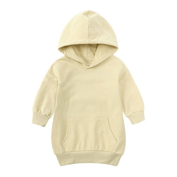 MXIEZI Baby Girls Sweatshirt Toddler Long Sleeve Color Hooded Sweatsuit pring Fall Mid-Length Sweater for 1-5 Years Old