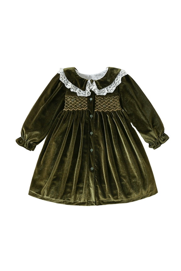 Baby Girls Velvet Dress for 9 Months - 6 Years Kids Long-Sleeve Christmas Party Gown Princess Dresses Skirt Clothes Fall Winter
