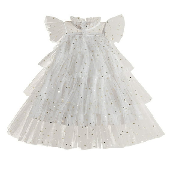 MXIEZI Baby Kids Princess Dresses for Little Girl Tulle Ruffles Tutu Dress Toddler Flower Girls Wedding Party Gown for 2-7 Year old