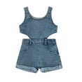 thumbnail image 1 of MXIEZI Baby Summer Sleeveless Fashion Bodysuit Shorts Newborn Girls Denim Jumpsuit Shorts Infant Girls Jeans Pants for 0 Month -3 Years old, 1 of 9