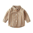 thumbnail image 1 of MXIEZI Baby Toddler Boys Long Sleeve Plaid Shirt Kids Button down Dress Shirts Formal Uniform Shirt Tops 2-7Y, 1 of 10
