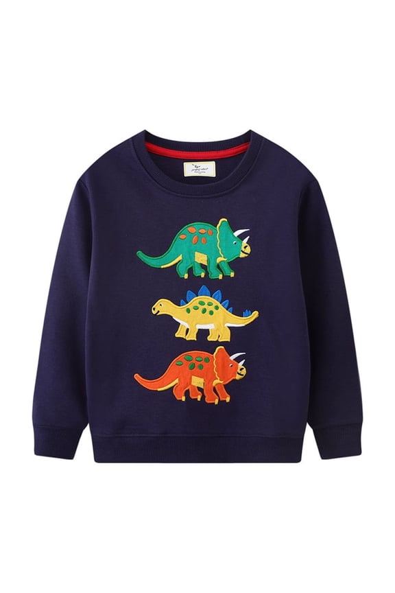 Baby Toddler Boys Long Sleeve Sweatshirt Kids Spring Fall Tops Cartoon Dinosaur Sweaters for 1-8Y
