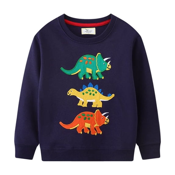 MXIEZI Baby Toddler Boys Long Sleeve Sweatshirt Kids Spring Fall Tops Cartoon Dinosaur Sweaters for 1-8Y