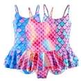 thumbnail image 1 of MXIEZI Big & Little Girls Hawaiian Swimsuits Kids Printing Soft Quick Drying UV Bathing Suit Toddler Ruffle One Piece Swimwear, 1 of 8