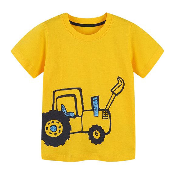 MXIEZI Boys Cotton T-Shirt Kids Short-Sleeved Cartoon TShirt 2-8T Toddler Summer Printing Crewneck Tees Pullover
