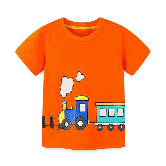 MXIEZI Boys T-Shirts Summer Cartoon Short-Sleeved Shirts for 2-8 Years Toddler Kids Cotton Crewneck Pullover Tees Tops