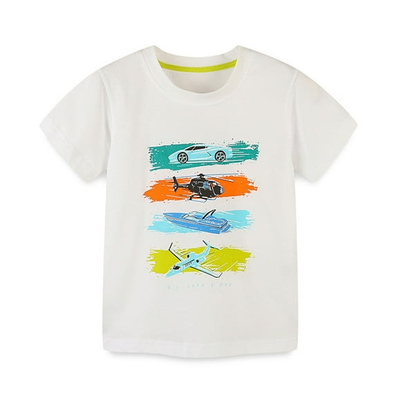 MXIEZI Boys T-Shirts Summer Cartoon Short-Sleeved Shirts for 2-8 Years Toddler Kids Cotton Crewneck Pullover Tees Tops