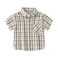 thumbnail image 1 of MXIEZI Cotton Plaid Button-Down Shirt for Baby Boys 1-8 Years old Short Sleeve with Pocket Casual Summer Tops for Kids, 1 of 8