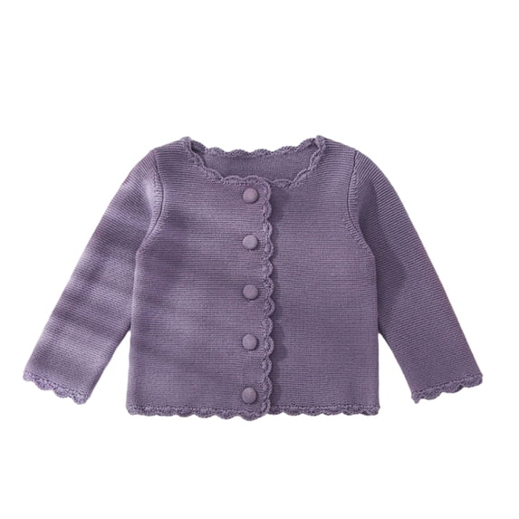 MXIEZI Infant Baby Girls Knitted Cardigan Sweater Thickened Button Closure Tops for Fall Winter Toddler Girls Warm Outwear Coat Cozy and Stylish Knitted Sweaters for Ages 9 Months - 7 Years old