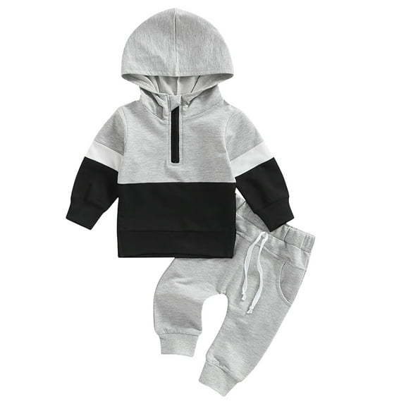 MXIEZI Infant Baby Hoodie Tracksuit 2 Piece Set Spring Fall Pullover Sweatshirt   Sweatpants Outfits for 0-24 Months