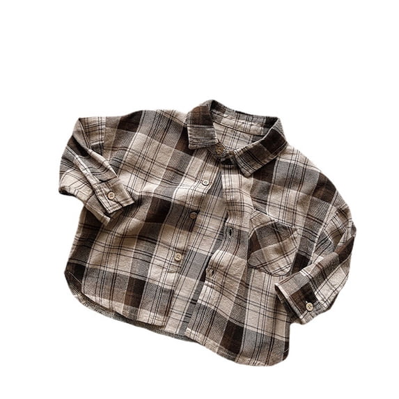 MXIEZI Kids Baby Boys Button down Shirt 1-7Y Toddler Long Sleeve Stripes Shirts Tees Tops Classic Casual Spring Fall Clothes