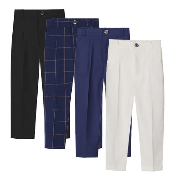 MXIEZI Kids Boys Dress Pants Spring Summer Student Performance Host Dress Suit Pants 1-14 Years Youth Flat Front Pring Pants
