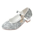 thumbnail image 1 of MXIEZI Kids Girls Dress Shoes Toddler Low Heels Sparkle Party Wedding Shoes Mary Jane Glitter Shoes, 1 of 9
