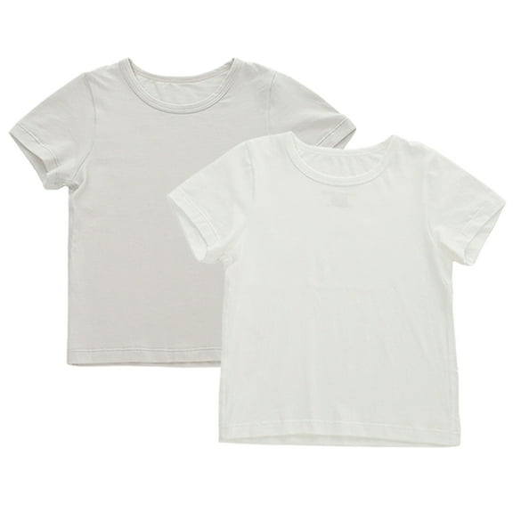 MXIEZI Kids Toddler Girls T Shirt 2-10 Years old Summer Solid Casual Tees T Shirts Baby CrewNeck Shirt