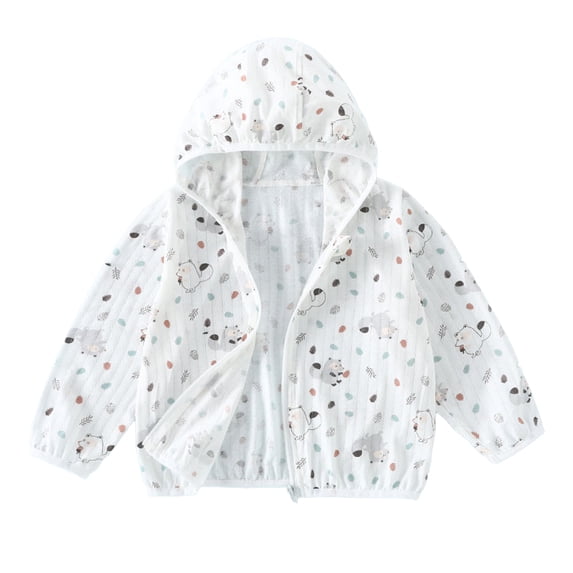 MXIEZI Kids Toddler Hooded Sun Protection Jacket for 3-14 Years Summer Print Sun Shirt UV Protection Sunsuits for Boys Girls UPF 50+ Zip Front Rashguard