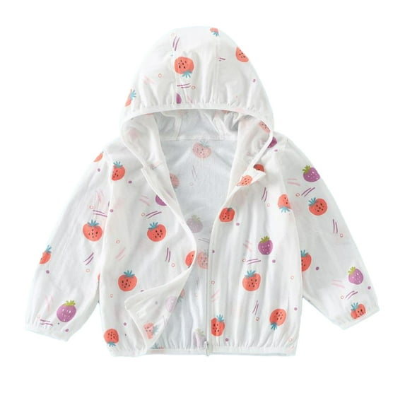MXIEZI Kids Toddler Hooded Sun Protection Jacket for 3-14 Years Summer Print Sun Shirt UV Protection Sunsuits for Boys Girls UPF 50+ Zip Front Rashguard