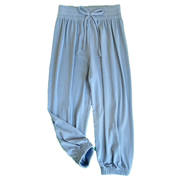 MXIEZI Kids Toddler Loose Joggers Pants Summer Lantern Trousers Ice Silk Anti-Mosquito Sweat Pants Elastic Waist Sweatpants for 3-12 Years Girls