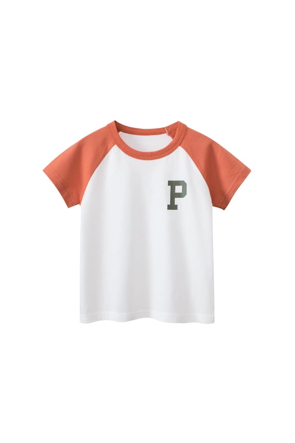 Kids Toddler Pullover T-Shirts 1-10T Summer Cotton Letter Print Tees Tops Baby Boys Crewneck Short-Sleeved Tops