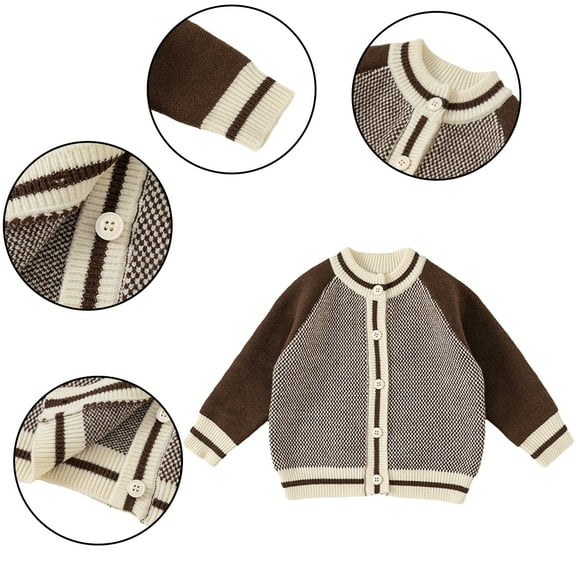 MXIEZI Little Boys Cardigan Sweater Kids Buttons Classic Knit Jacket Spring Autumn Sweater Coats for 1-8 Years Old