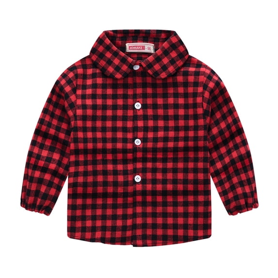 MXIEZI Little Boys Girls Plaid Shirt for 1-6T Baby Spring Fall Long Sleeve Button Cotton Shirt Tops