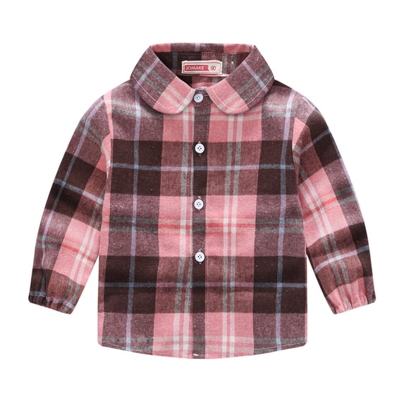MXIEZI Little Boys Girls Plaid Shirt for 1-6T Baby Spring Fall Long Sleeve Button Cotton Shirt Tops