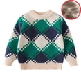 thumbnail image 1 of MXIEZI Long Sleeve Pullover Knit Sweater for Boys 3-11 Years Crewneck Fleece Lined Jumper for Kids Warm for Toddler Fall Winter Padded Bottoming Sweater, 1 of 9
