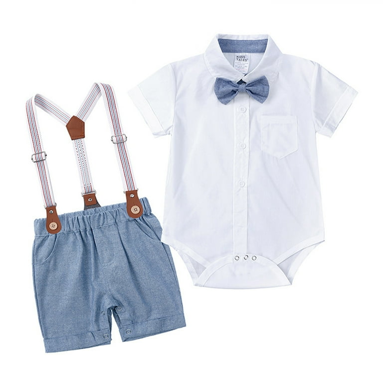 MXIEZI Newborn Baby Boy Formal Outfit Set Bow Tie Short Sleeve