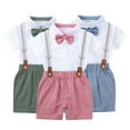 thumbnail image 1 of MXIEZI Newborn Baby Short Sleeve 2Pcs Outfits Suits Toddler Summer Two-Piece Set Soft Breathable Clothes 1M-3Years Infant Formal Short Set Bodysuit Shirts + Shorts Set, 1 of 8