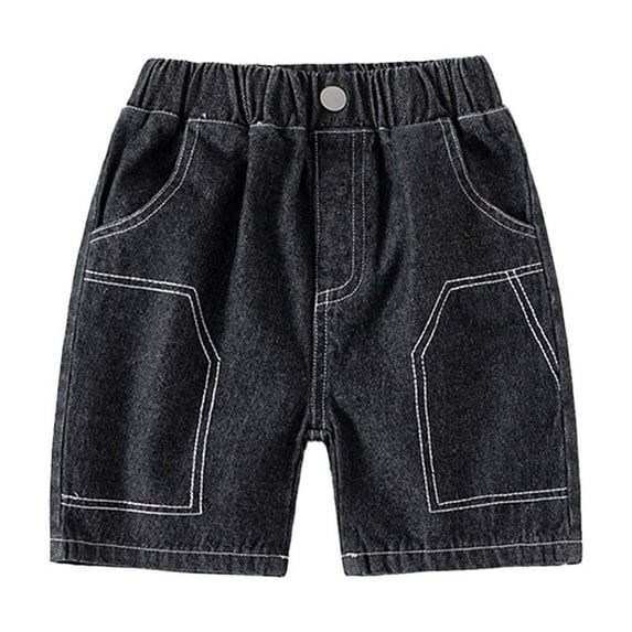MXIEZI Toddler Baby Boy Denim Shorts Kids Casual Embroidery Elastic Waist Jogger Shorts Pants Summer Cotton Shorts 2-10Y