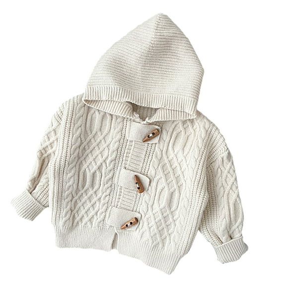 MXIEZI Boys Girls Hooded Sweater Jacket for 6 Months-4 Years old Fall Winter Hoodies Cardigan Cow Horn Button Tops