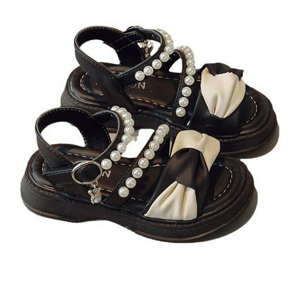 MXIEZI Toddler Baby Girls Sandals Little Big Kids Summer Dress Shoes Toddler Pearl Hollow Princess Flats Sandals for Girls