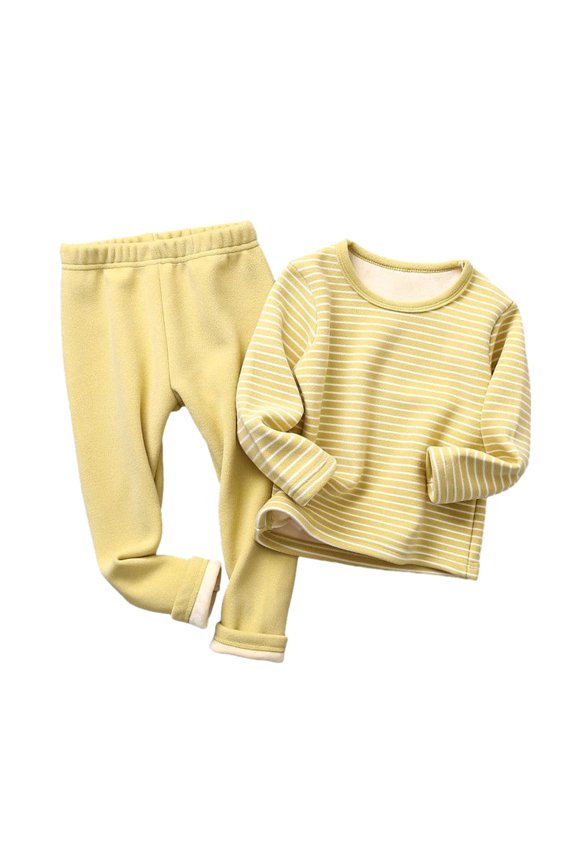 Toddler Baby Kids Fall Winter Warm Long Johns Top Bottom Fall Coat and Fall Pants Girls Boys Fleece Lined Thermal Underwear Set 2PCS Outfits 1-12 Years Old