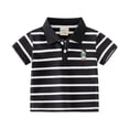 thumbnail image 1 of MXIEZI Toddler Boys Striped Cotton Shirt 1-8 Years Old Lapel T-Shirts Soft Half-Sleeved Baby Tees for Summer Comfortable and Stylish Tops for Kids, 1 of 9