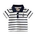thumbnail image 1 of MXIEZI Toddler Boys Striped Cotton Shirt 1-8 Years Old Lapel T-Shirts Soft Half-Sleeved Baby Tees for Summer Comfortable and Stylish Tops for Kids, 1 of 9
