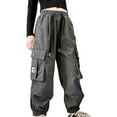 thumbnail image 1 of MXIEZI Toddler Girls Elastic Waist Pants Spring Fall Casual Jogger Cargo Pants 5-11 Years Drawstring Trousers with Multi Pockets Sweatpants for Kids, 1 of 8