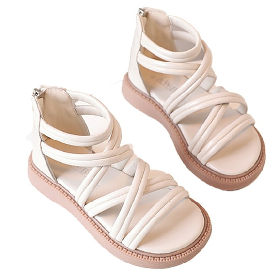 MXIEZI Toddler Girls Sandals Non Slip Rubber Sole Princess Dress Flats Shoes Summer Girls Open Toe Flats Sandals for Little/Big Kids