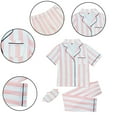 thumbnail image 1 of MXIEZI Toddler Kids Girls Satin Pajama Pj Outfits 4-12T Teen Girls Long Sleeve Loungewear Sets Striped Silky Pj Button down Sleepwear Set, 1 of 6