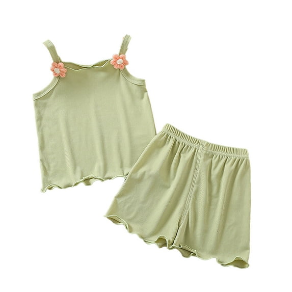 MXIEZI Toddler Kids Girls Summer Ice Silk Set Baby Sleeveless Tank Tops + Shorts 2PCS Outfit for 1-5 Years old