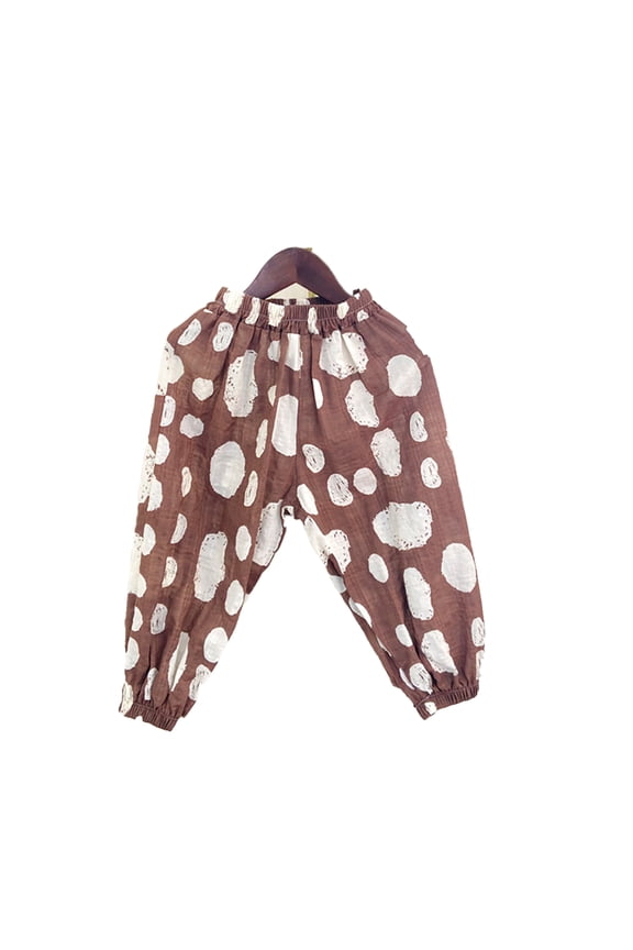 Unisex Cotton Linens Bloomers Pants Toddler Kids Elastic Long Pants for 1-15 Years Boys Girls Summer Casual Printing Joggers Trousers