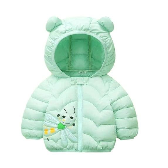 MXIEZI Unisex Hooded Down Cotton Jacket for Newborn Baby Girls and Boys Fall Winter Printed Puffer Coat with Ears Warm Toddler Outerwear for 6 Months to 4 Years