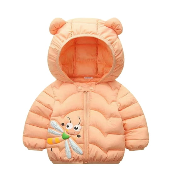 MXIEZI Unisex Hooded Down Cotton Jacket for Newborn Baby Girls and Boys Fall Winter Printed Puffer Coat with Ears Warm Toddler Outerwear for 6 Months to 4 Years