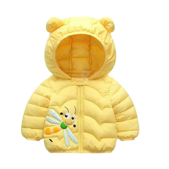 MXIEZI Unisex Hooded Down Cotton Jacket for Newborn Baby Girls and Boys Fall Winter Printed Puffer Coat with Ears Warm Toddler Outerwear for 6 Months to 4 Years