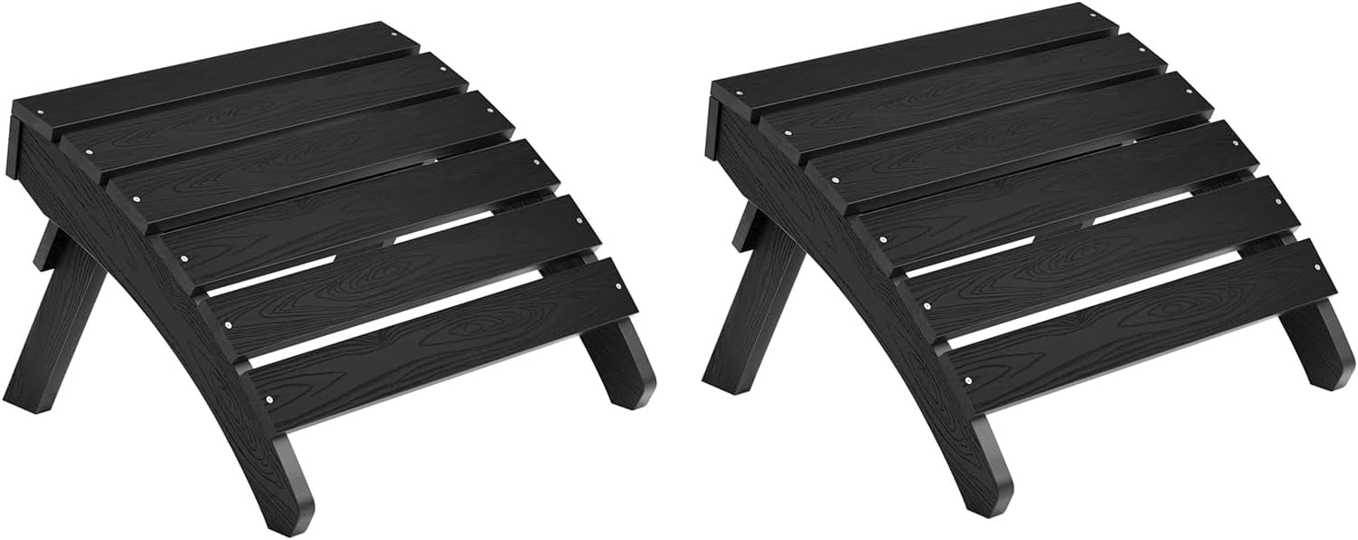 HOmeQomi Adirondack Ottoman, Plastic Folding Adirondack Footstool, All Weather Ottoman For Adirondack Chairs, Widely Ed For Outdoor, Porch, Patio, Garden, Poolside, Fire Pits - Grey
