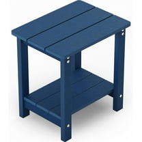 MXIMU Outside Adirondack Side Table Double Layer, Weather Resistant Square Outdoor Side Tables, Outdoor End Table for Backyard Pool Indoor Companion Front Porch, Navy