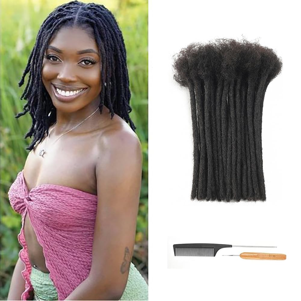 MXIRE Dreadlock Extensions Human Hair 0.8cm Thickness 4 Inch 30 Strands ...