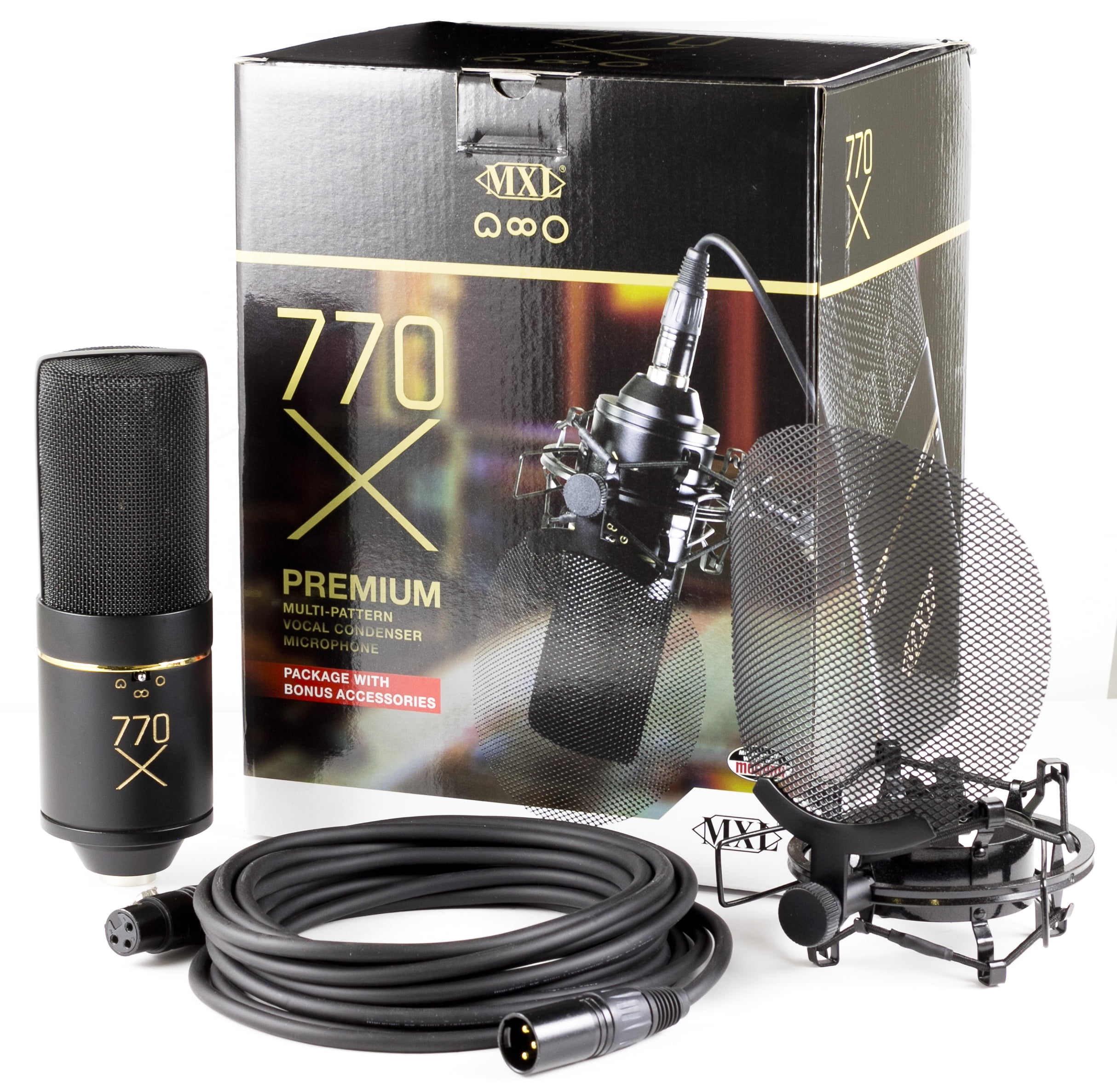 MXL 770X Multi-Pattern Vocal Condenser Microphone Package